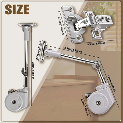 Detailed view of Two Pack Soft Close Hinges for Toy Boxes Zinc Alloy Lid Support Kit with precise measurements and dimensions