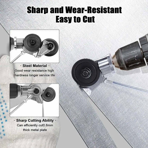 Turn Your Drill Into a Metal Sheet Cutter Nibbler for Precise Cuts, fast drill attachment cutting metal sheet with features shown