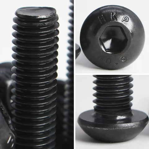 Top Tier M3 X 30mm Button Head Socket Cap Screws Built Tough As Nails With 10.9 Grade Alloy Steel And Durable Black Oxide Finish Featuring Metric Allen Hex Drive Totally Threaded A Solid 50 Pack close-up of screws showing threaded design and hex drive