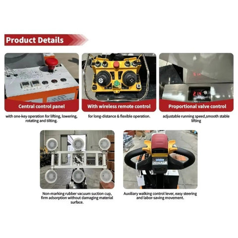 Heavy Duty Electric Glass Vacuum Lifter And 600 Lb Load Capacity Suction Hoist With Wireless Remote Controller central control and handheld remote features.