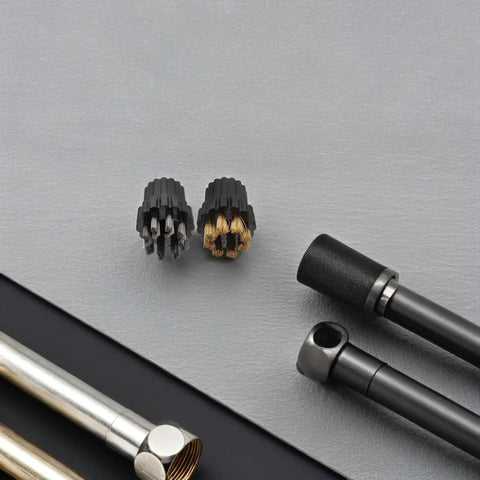 Ten Piece Steam Cleaner Brush Head Replacement Kit Featuring Heavy Duty Copper And Steel Bristles For Slick Groove Scrubbing; set of two brush heads.