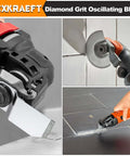EXKRAEFT 5-pack diamond grit oscillating blades for grout, tile, mortar removal; fits Milwaukee/Ryobi/Rockwell/Fein