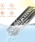 Solid Brass No Soliciting Sign For Home And Office submerged in water, demonstrating weatherproof and durable qualities, elegant black finish.