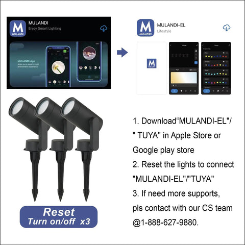 Lit Smart RGBW Color Changing Landscape Lighting Kit 3 Pack Outdoor Spotlight Set With App Control shown with app interface.
