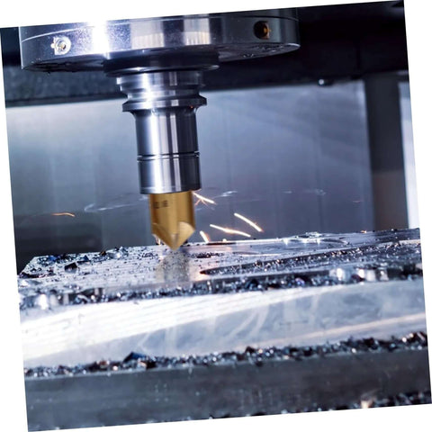 Flute steel chamfering cutter with self-centering bifurcated tip; 3pc milling tool set