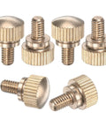Heavy Duty Solid Brass M4x6mm Knurled Thumbscrew Pack with quick swap bolts, featuring round heads for PC builds.