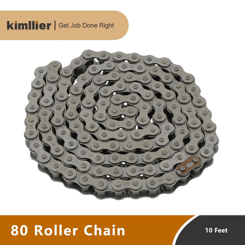 ANSI 80 Roller Chain, 120 Links, 10 Feet, Carbon Steel, Heat Treated For Durability, Heavy Duty Workhorse Drive Chain for Machinery