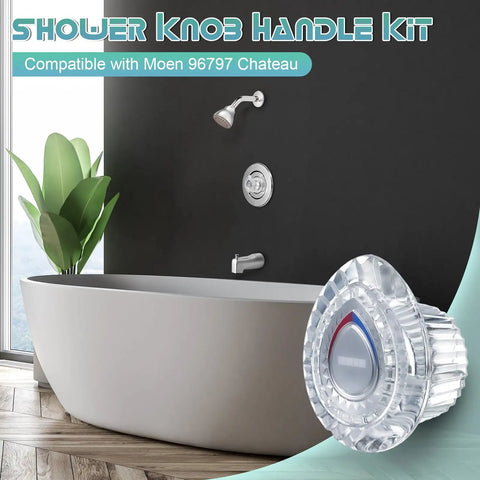 Contemporary bathroom featuring Three Pack Shower Handle Replacement For Moen Chateau 96797 Tub And Shower Faucets with chrome insert.