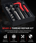 Front view of Kolvoii M14X1.5 thread repair kit in carry case with HSS drill bit and thread inserts