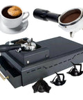 Electric Portafilter Cleaner With Rugged Knock Box No Sweat Espresso Cleanup Gear For Serious Baristas, featuring a robust design.