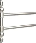 Waverly Place Collection 2 Swing Arm Towel Rail Satin Nickel Finish solid brass bathroom accessory with dual arms and concealed mounting.