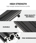 Close-up of 2 Pack Aluminum Extrusion Profiles Black Linear Rail with Anodized Finish for heavy-duty motion and precise alignment.
