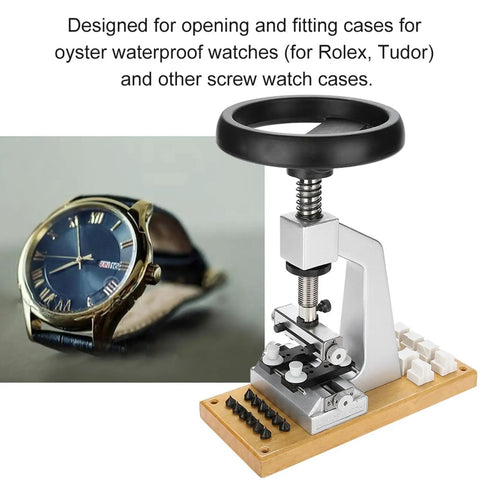 Pro Grade Watch Case Opener Kit For Bench Top With Six Notches And Adapter, 5700 Back Opener, Adjustable Holder and Accessories