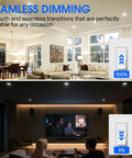 Living room with BR30 LED Recessed Light Bulbs 65W Equivalent, showcasing dimmable lighting from 100% to 5%.