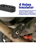 Beefed Up Heavy Duty Rubber Exhaust Hanger Kit 16 Pieces displayed with 4-hole insulator for adjustable exhaust mounting