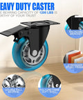 3 Inch Plate Caster Wheels Heavy Duty With Brake 1200 Lbs Set Of 4 Locking 360 Degree Swivel No Noise Polyurethane Non Marking