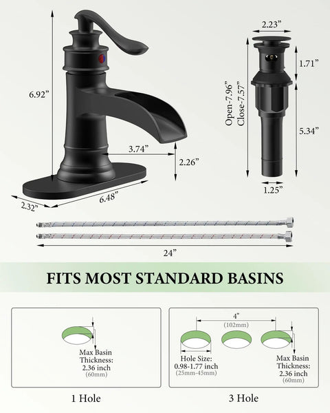 Bold Matte Black Waterfall Bathroom Faucet For Farmhouse Vanity With Single Hole Centerset One Handle Mixer Tap Installation