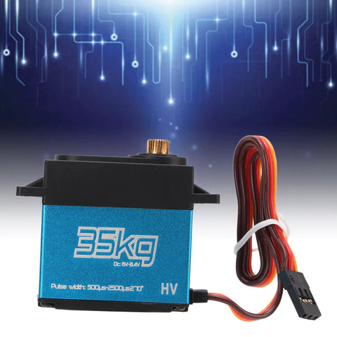 Rock Solid 35Kg Hollow Cup Motor RC Servo Waterproof with steel gears and wires for 1/8 1/10 1/12 RC Cars.
