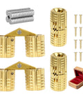 4 Pack 8mm Hidden Brass Barrel Hinges with 180 Degree Opening, screws and magnetic disks for wood cabinets and DIY projects.