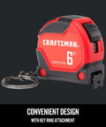 Keychain Tape Measure 6 Ft With Rubber Overmold Grip And Lacquer Coated Blade For Durable Grab And Go Measurements Clip