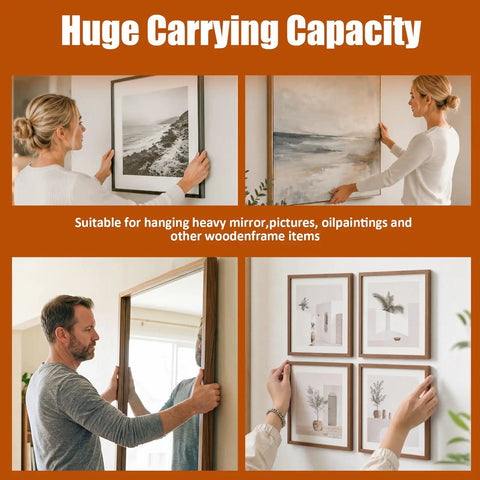 Heavy Duty Picture Hanging Hooks Set 12 Pcs D Ring Wall Hangers for Frames Mirrors and Canvas Art Stainless Steel Bulk Hardware Includes 48 Screws and Bubble Level for Easy Gallery Wall Mounting, wall art display