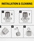 Installation and cleaning steps for HEPA Cartridge Filter For Most 5 To 18 Gallon Wet Dry Vacuums Washable And Reusable Replacement