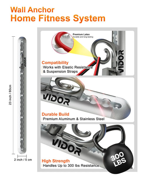Built Like A Tank Wall Mount Resistance Band Anchor Rack - Heavy Duty Aluminum Home Gym Bracket, 23 inch with high strength design.