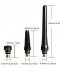Back Cap Set For WP 17 18 26 Welding Torch 57Y02 Long Cap, 57Y03 Medium Cap, 57Y04 Short Cap, showing dimensions of each piece