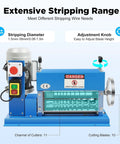 Heavy Duty Portable Electric Wire Stripper & Automatic Cable Cutter For Scrap Copper Recycling showing adjustment knob and stripping diameter details.