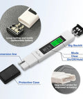 4 In 1 TDS EC Temperature Meter For Drinking Water, Hydroponics, Aquarium, Pool And RO Systems. Features LCD and protective case.
