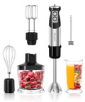 Six In One Immersion Blender With 1000W Motor And 12 Speed Settings Includes 600ml Beaker And 500ml Chopper Egg Whisk Milk Frother