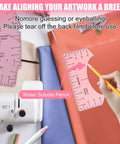 Pink Sublimation Shirt Tool Kit With 8 T Shirt Rulers shown with pencil marking guidelines on fabric