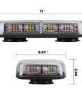 ASPL 48LED roof-top strobe light bar with magnetic base, amber/white LEDs, 12-in length for trucks and construction.