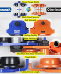 Comparative view of Beefed Up Dual Wheel Beam Trolley for Lifting, 2 Ton Capacity and other brand, highlighting features.