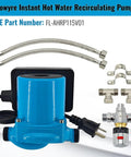 Sowyre Instant Hot Water Recirculating Pump Kit For Tank Water Heaters With Smart Thermal Bypass Tech No Return Line Needed Plug And Play Cabinet Install Cuts Cold Waits Dead Saving You Major Cash Daily components including pump, hoses, and fittings.