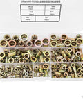 Solid 180 Piece Rivet Nut Kit With M3 M4 M5 M6 M8 M10 Zinc Plated Inserts For Auto Repair And Home DIY Projects Making Strong Threads Fast in organizer case