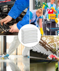 White 100 Percent Cotton Shop Towels Pack Of 12 27 By 54 Inches shown in industrial cleaning and auto detailing scenarios.