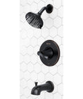 Auden Tub And Shower Faucet Set With Valve And Cartridge One Handle Multi Function Shower Head Tuscan Bronze Finish Three Hole Installation Water Efficient Trim Kit