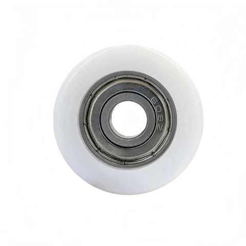 4 Pcs White Nylon Roller Idler Pulley With 608Z Bearing For Sliding Doors And Conveyor Systems, close-up view of front.