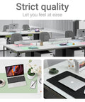 Office desks with Premium Leather Desk Pad Protector For A Clean Boss Level Desk Setup, various colors visible, non-slip backing