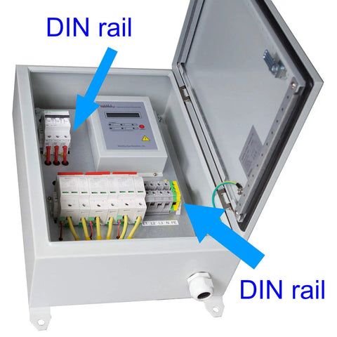Two Piece DIN Rail Slotted Aluminum Alloy Channel With Anodized Finish installed in industrial enclosure