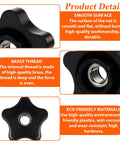 Heavy Duty Black Star Knobs Set, 3/8-16 Wing Nuts With Female Thread, 4 Pack Clamp Knobs For T Track Bolts, Jig And Workbench Use