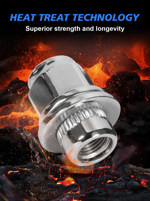 M12x1.5 Chrome Acorn Lug Nuts Set 20 Pieces Heavy Duty Wheel Nuts in heat-treated technology illustration