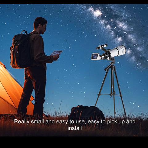 Person using Wireless Eyepiece Camera for Telescopes and Microscopes, 2.8 Inch Display, 1080P Video Recording at night for stargazing