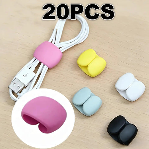 Multi Pack Cable Clips Organizer For Travel And Desk Use Cord Management Clips For Chargers And Earbuds Multicolor 20 Pack