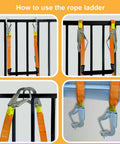 Heavy Duty Fire Escape Ladder With Two Heavy Hooks, 33.1 Feet Emergency Rope Ladder for 3 to 5 Story Homes on railing