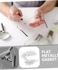 200 Pcs Optical Gaskets For Eyeglasses Repair Rimless Eyewear Washers Flat Screws Quick Fix Kit For Eyewear Sunglasses And Spectacles Pro Grade Replacement Parts being used in eyeglass repair.