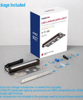 Package contents of Easy Install 7 Inch LED Hardscape Light With 5CCT Adjustable Output, showing parts and box