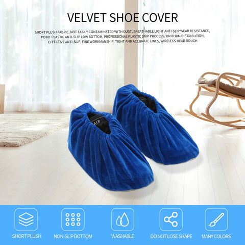 Must Have Reusable Non Slip Shoe Covers Set Of 5 Colorful Washable Thickened Boot Covers For Home Office Lab in Navy Blue