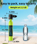 Ultra Portable 0.5L Mini Scuba Tank Kit With Hand Pump For On The Go Backup Air Underwater Breathing Pony Bottle on beach.